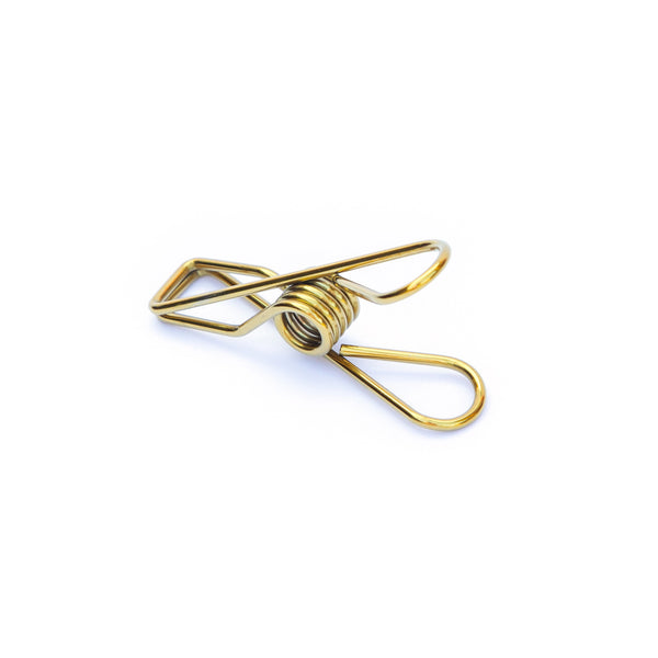 Stainless steel clothes pegs in gold x 20