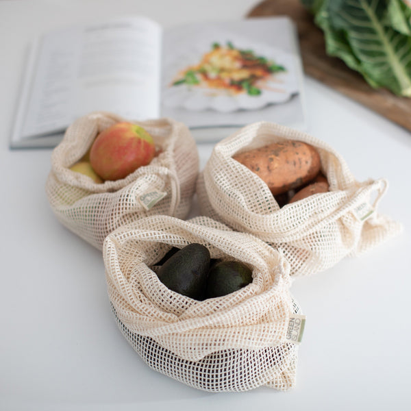 Organic mesh produce bags - set of 3